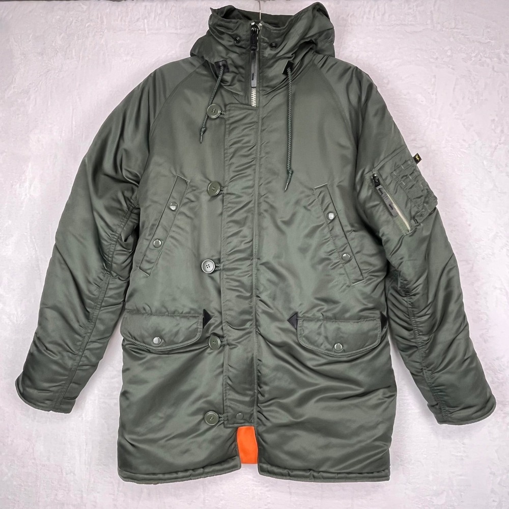 VTG Alpha‎ Industries N-3B Parka Jacket Mens Med Extreme Cold Weather Military